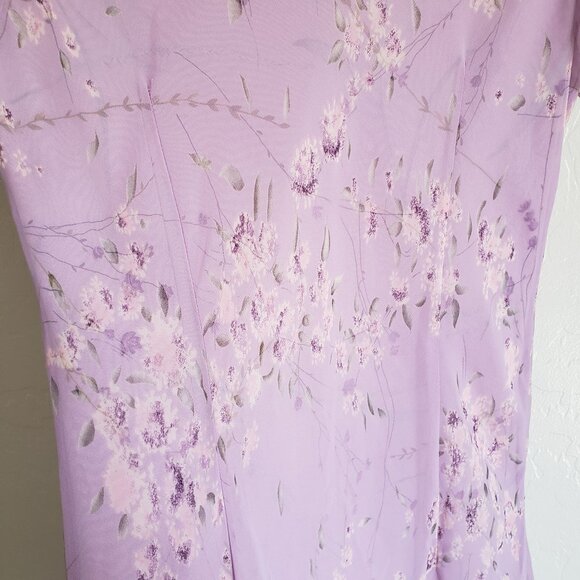 Vintage Positive Attitude Floral Sheer Purple Maxi Dress Womens 14 Fairy 90s Y2K - Picture 9 of 11